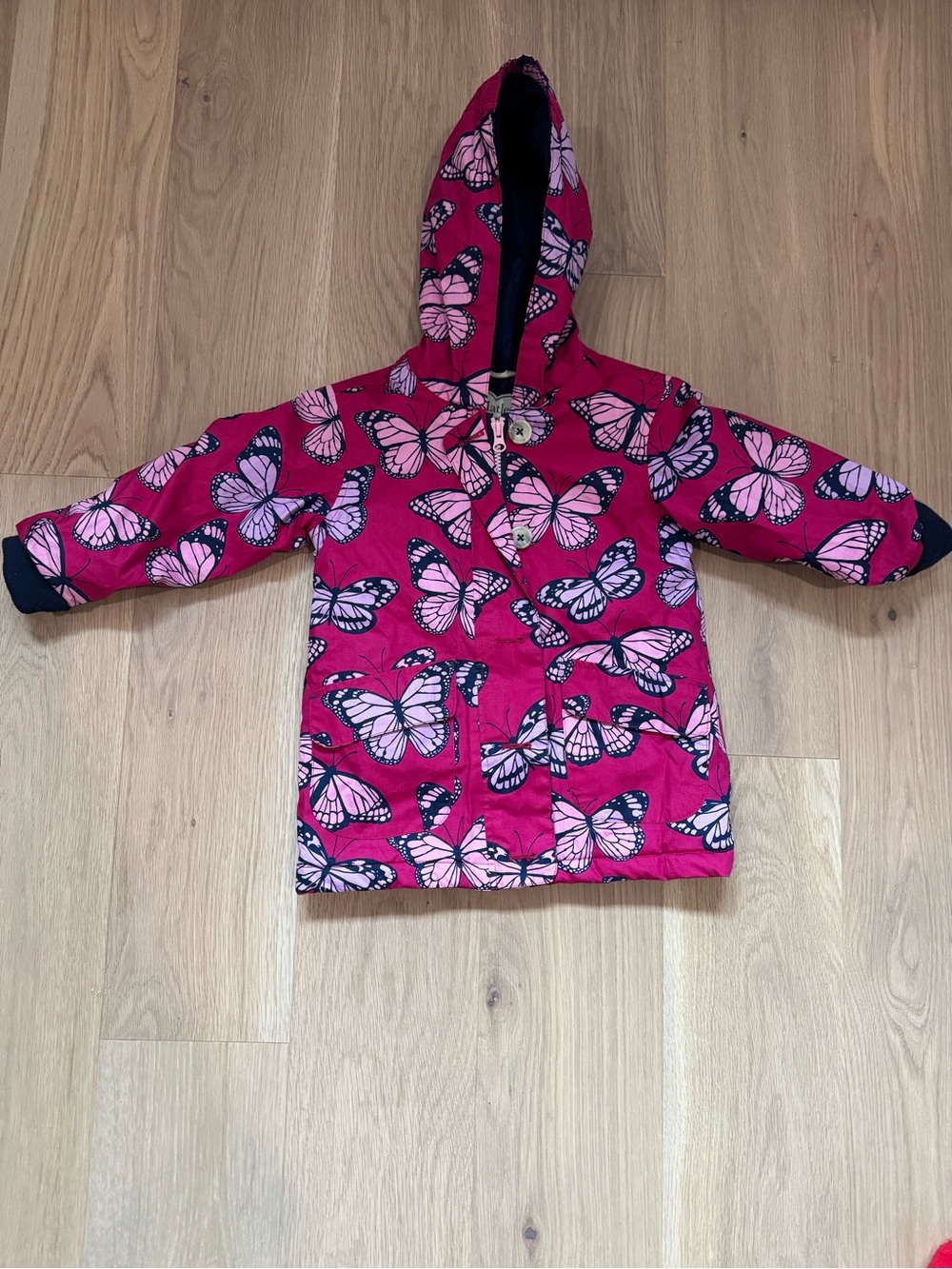 Hatley Pink Butterfly Hooded Puffer Jacket
